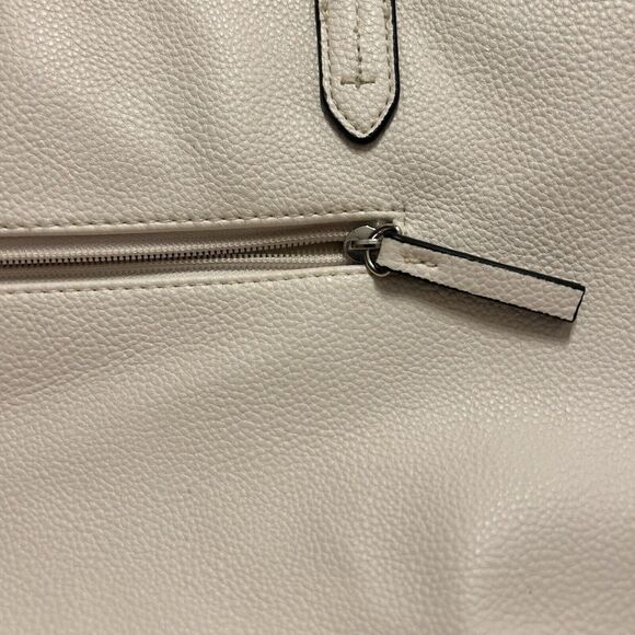 Jones New York White Leather Purse Bone Off White Ivory Leather Pockets Zipper - Picture 6 of 13
